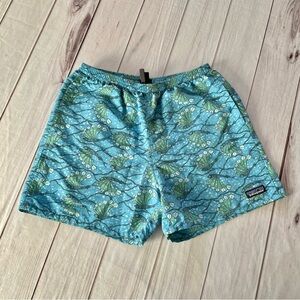 Patagonia Baggies Swim Shorts Mens S Blue 4.5” Long Hexy Fish Radar Active Lined
